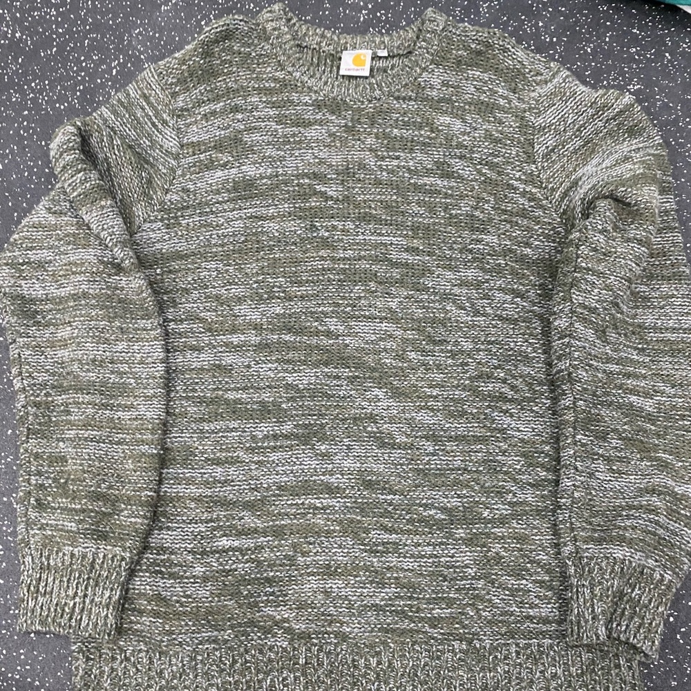 Carhartt Men's Olive Crewneck Sweater long Sleeved, size XL, Lambswool